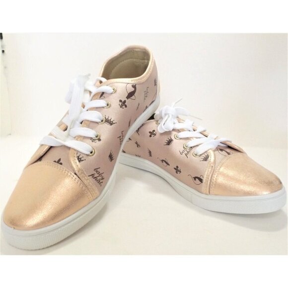 Baby Phat Women's 10M Alex Logo Repeat Print Rose Gold Sneakers New, No Box/Tags - Picture 2 of 8